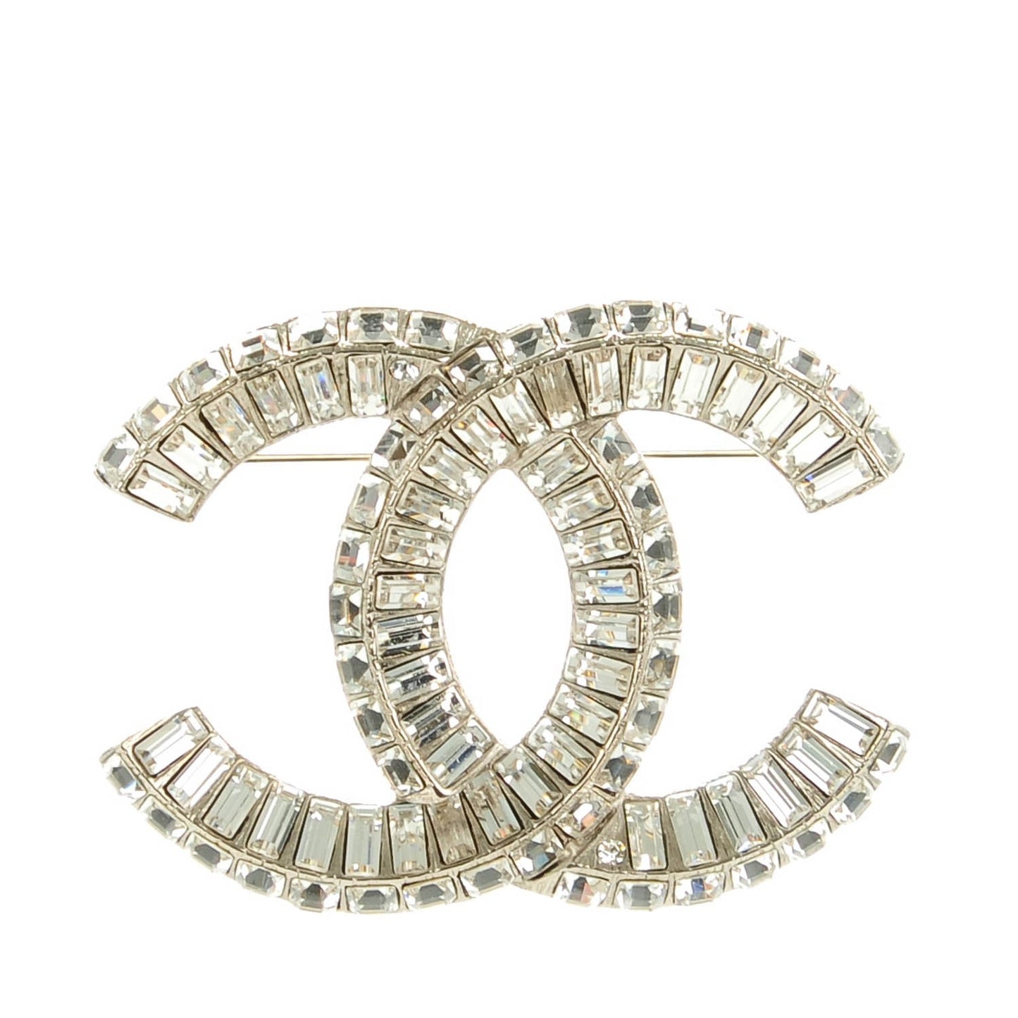Baguette Crystal CC Brooch Silver