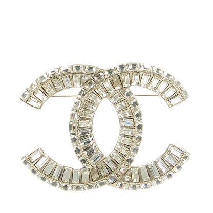 Chanel Baguette Crystal CC Brooch Silver 1 of 5