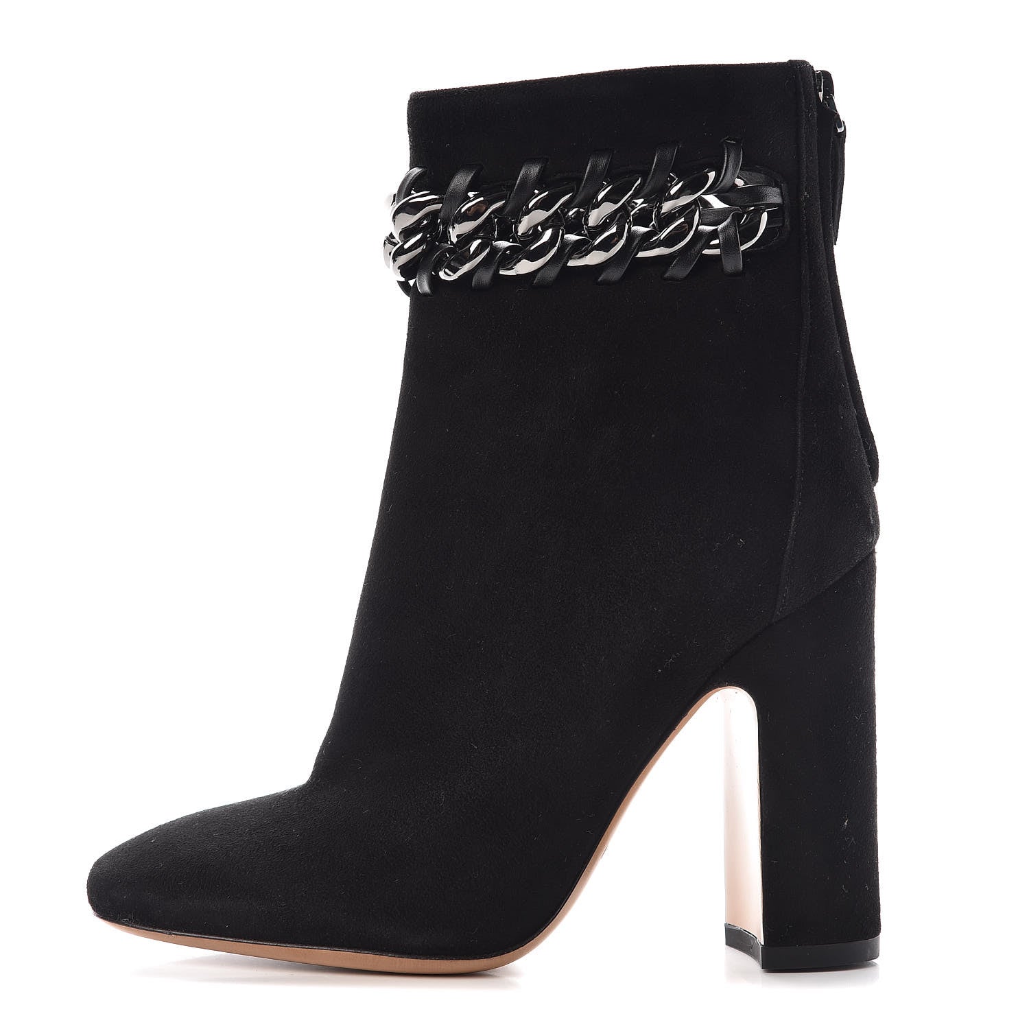 Valentino Garavani Suede Ankle Chain Boots 35.5 Black 1 of 15