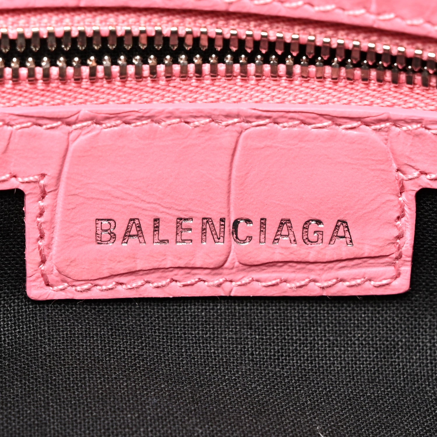 Balenciaga Extra Supple Calfskin Crocodile Embossed Small Le Cagole Shoulder Bag Sweet Pink 6 of 12