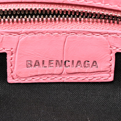 Balenciaga Extra Supple Calfskin Crocodile Embossed Small Le Cagole Shoulder Bag Sweet Pink 6 of 12