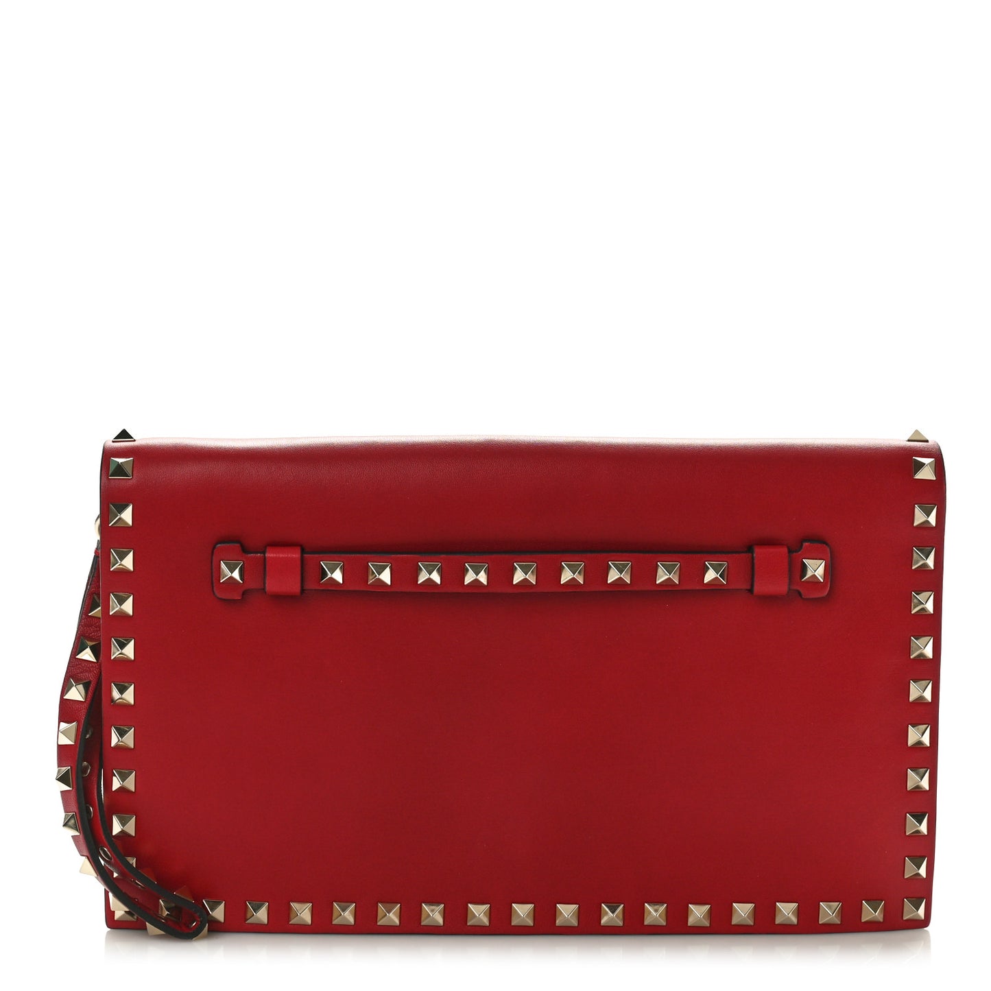 Nappa Rockstud Wristlet Clutch Rosso Valentino