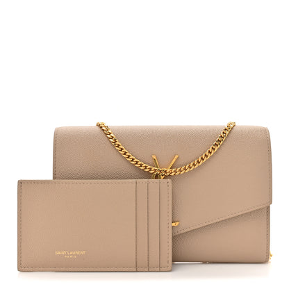 Saint Laurent Grain De Poudre Monogram Uptown Chain Wallet Dark Beige 3 of 15