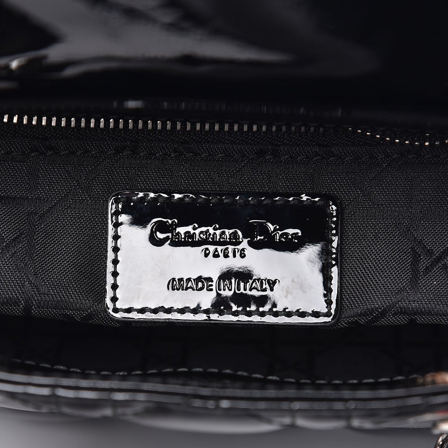 Patent Cannage Mini Lady Dior Black