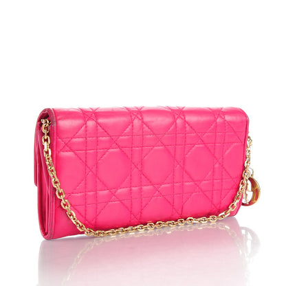 Christian Dior Lambskin Cannage Rendez-vous Chain Wallet Pink 3 of 9