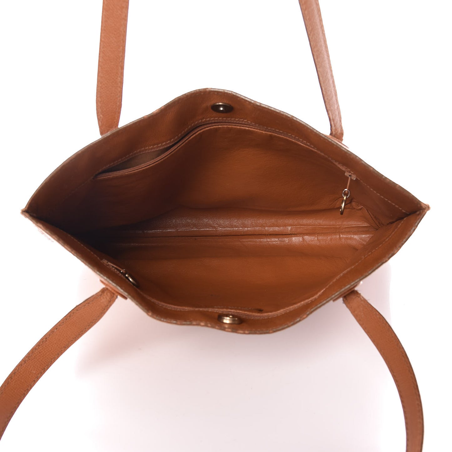 Grained Calfskin Logo Tote Brown