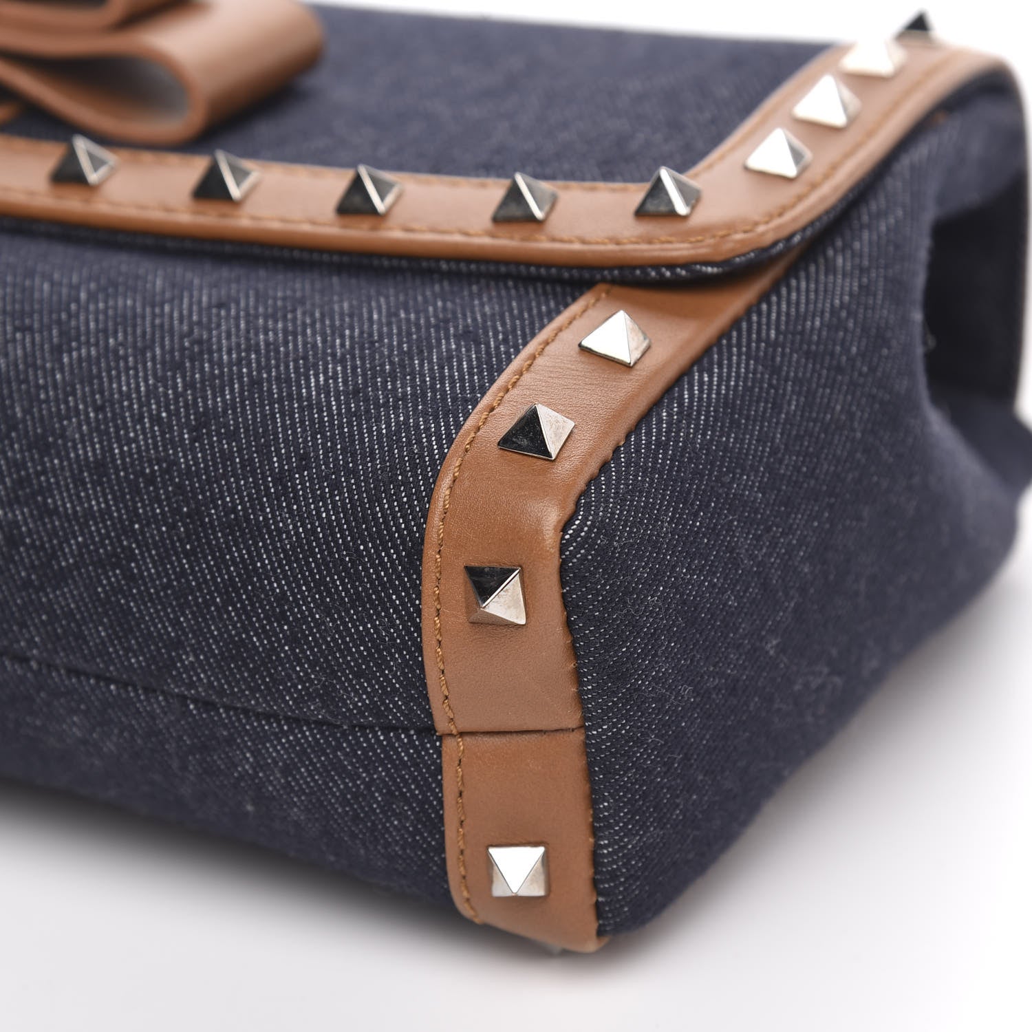 Christian Louboutin Denim Calfskin Spiked Small Sweety Charity Shoulder Bag Blue Cuoio 8 of 9