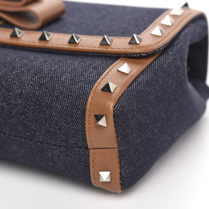 Christian Louboutin Denim Calfskin Spiked Small Sweety Charity Shoulder Bag Blue Cuoio 8 of 9