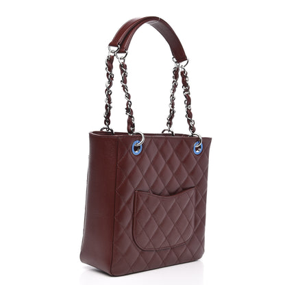 Chanel Caviar Quilted Petit Shopping Tote PST Burgundy 3 of 11