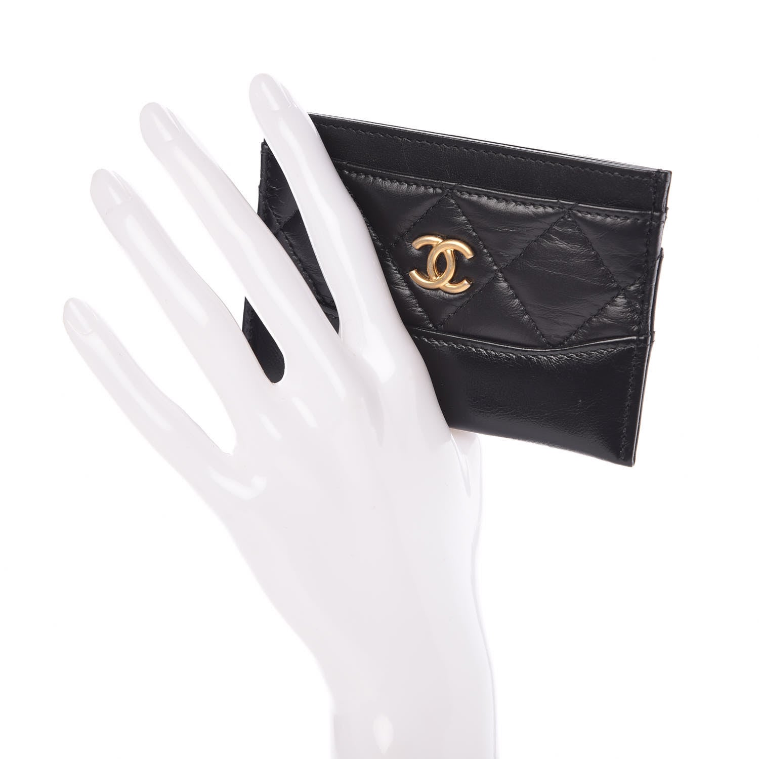 Chanel Aged Calfskin Quilted Gabrielle Card Holder Black 2 of 8