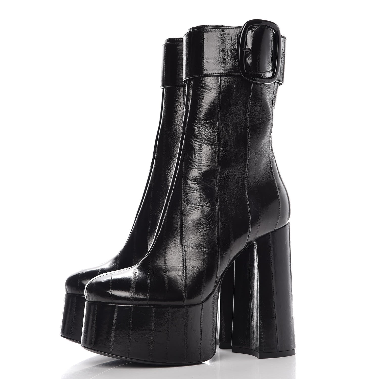 Saint Laurent Shiny Eel Billy 140 Platform Boots 38 Black 3 of 9