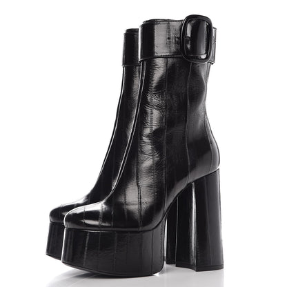 Saint Laurent Shiny Eel Billy 140 Platform Boots 38 Black 3 of 9