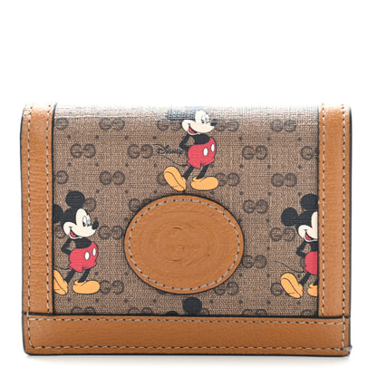 Gucci X DISNEY Mini Vintage GG Supreme Monogram Mickey Mouse Card Holder Wallet Beige Vintage Sun Oil 1 of 8