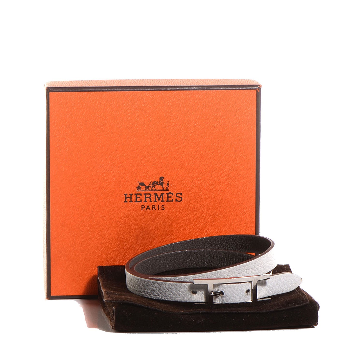 Epsom Swift Behapi Double Tour Reversible Bracelet Blanc Etain Small