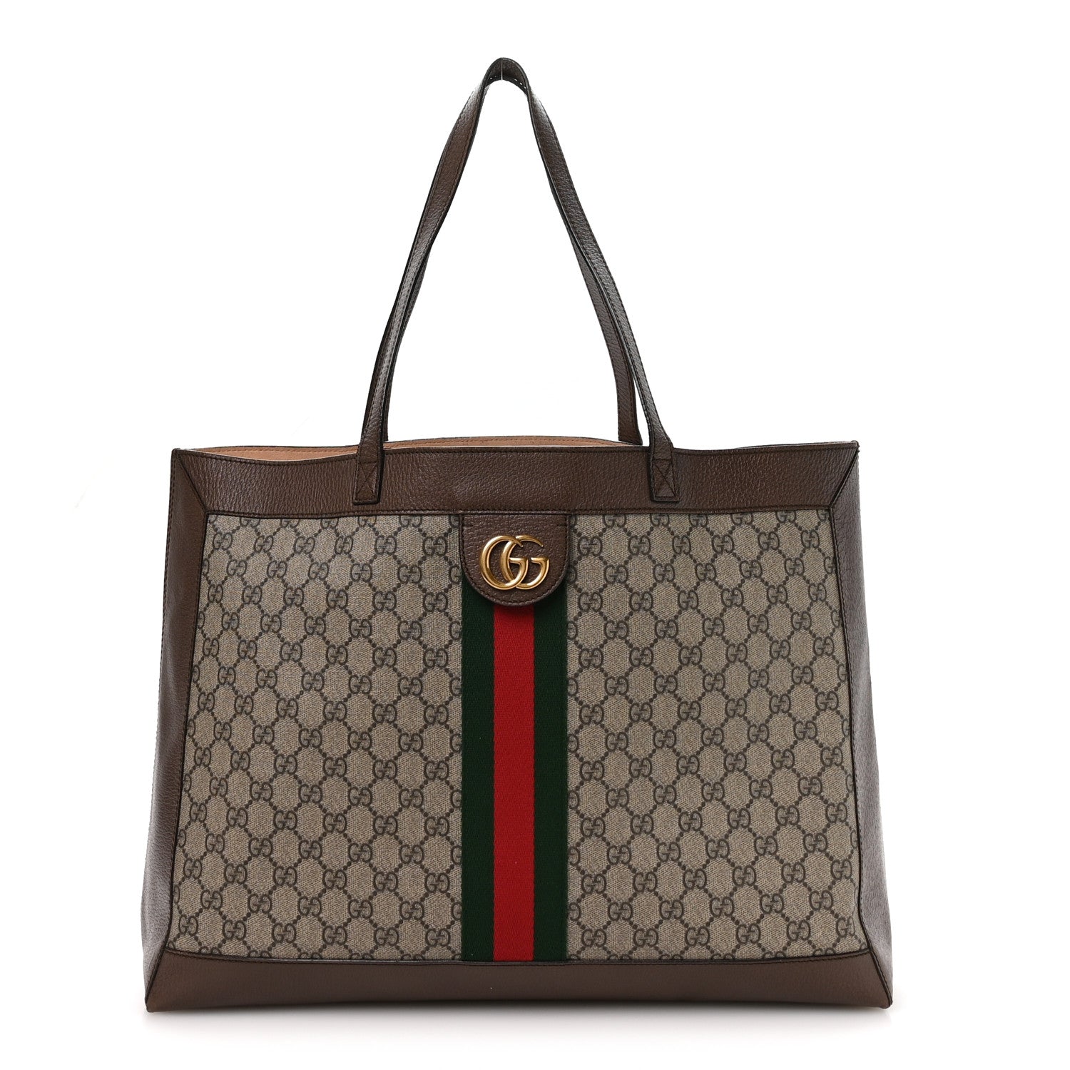 Gucci GG Supreme Monogram Web Ophidia Tote Brown 1 of 11