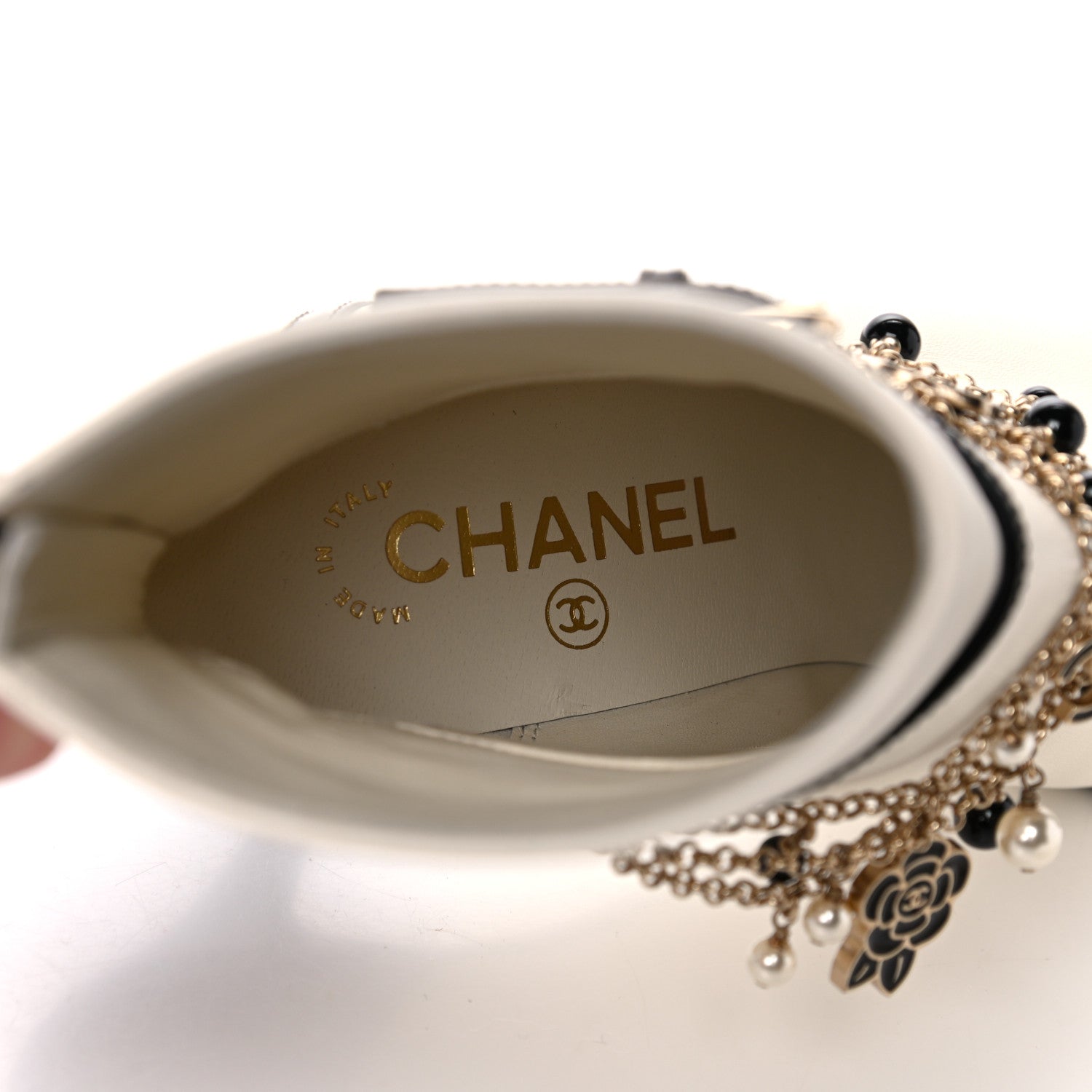 Chanel Lambskin Patent Calfskin Charms Ankle Boots 35.5 Ivory Black 8 of 14