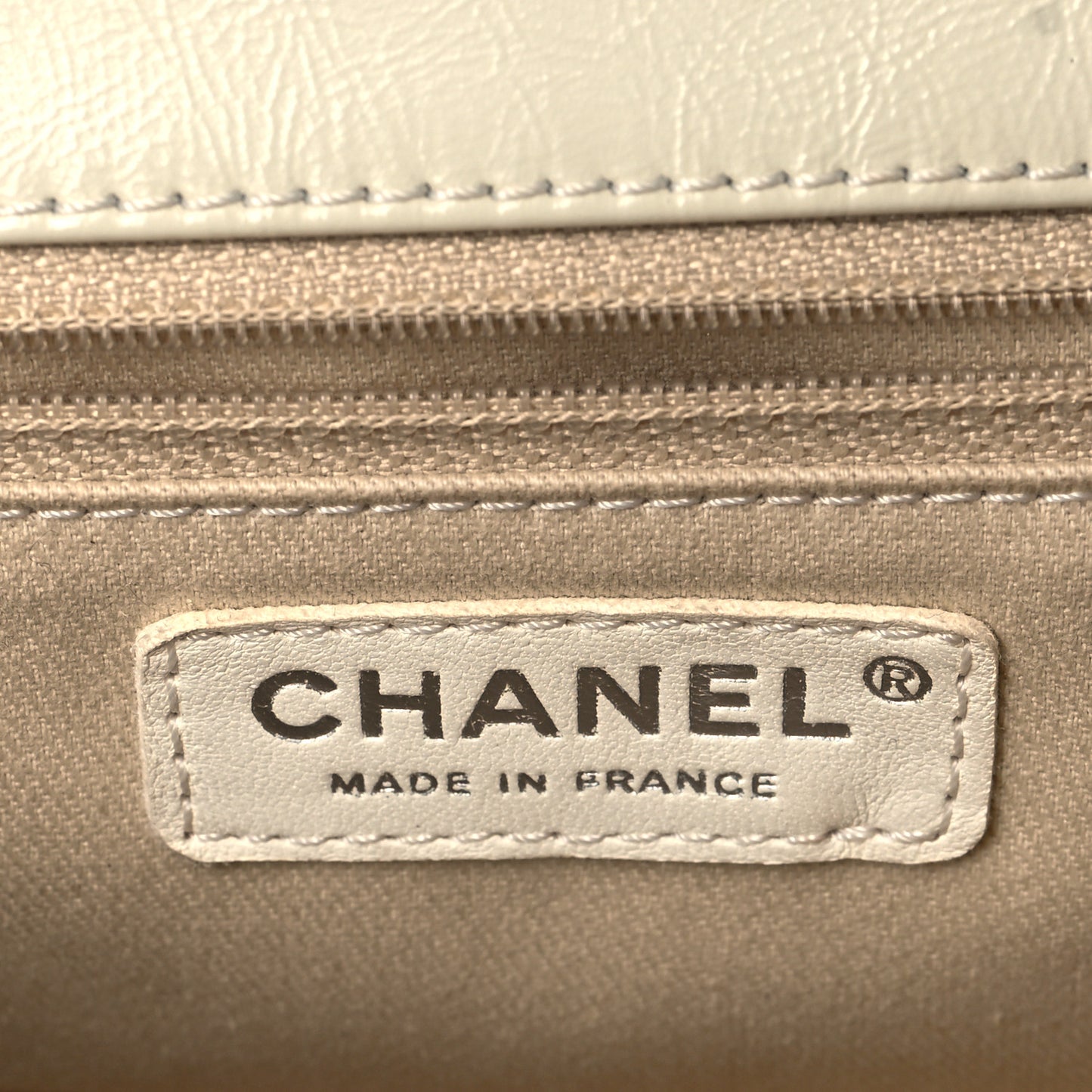 Distressed Patent Calfskin Small Frame Single Flap White