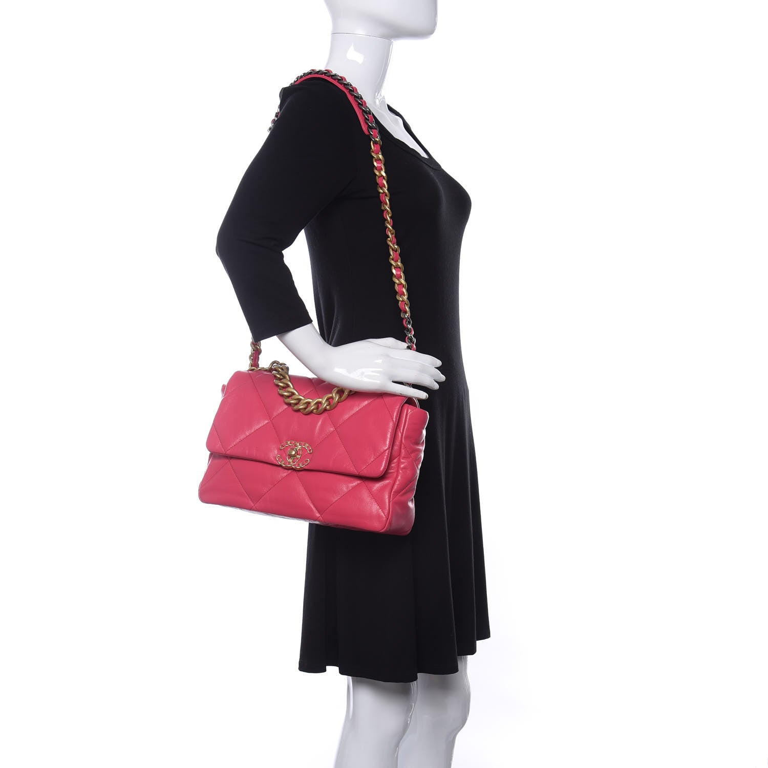 Chanel Goatskin Quilted Large Chanel 19 Flap Dark Pink 2 of 10