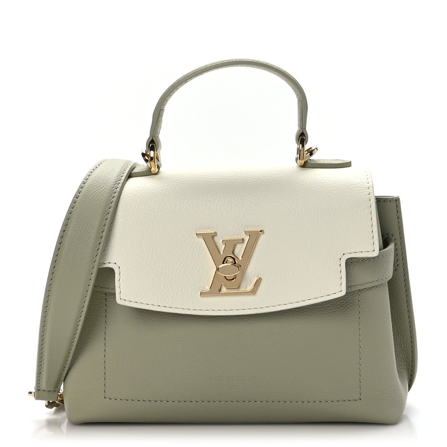 Soft Calfskin Mini Lockme Ever Asnieres Green Milky White