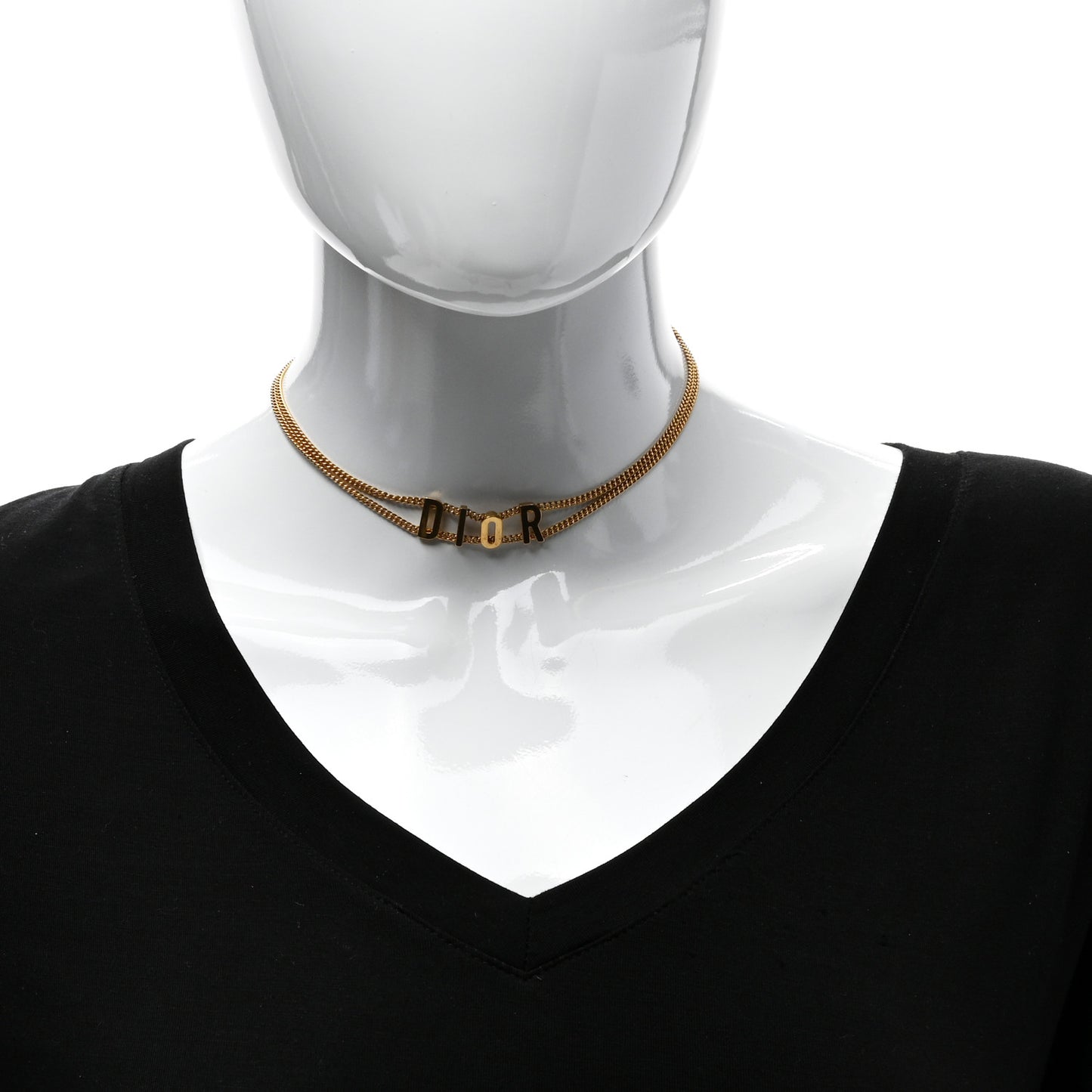 Metal Chain Logo Choker Chain Necklace Gold