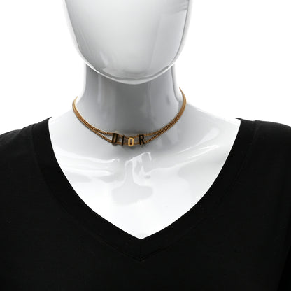 Christian Dior Metal Chain Logo Choker Chain Necklace Gold 2 of 4