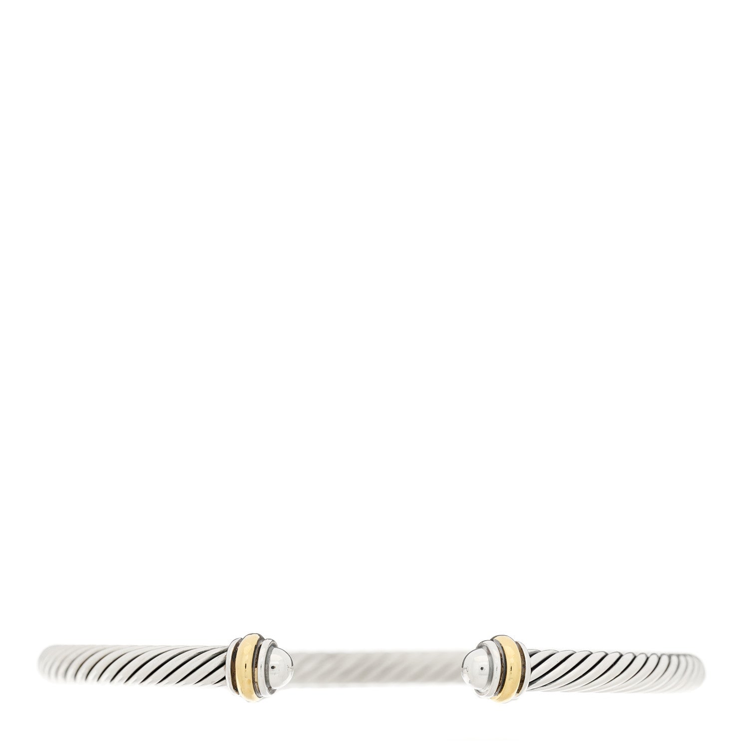 David Yurman Sterling Silver 18K Yellow Gold 4mm Cable Classics Bracelet 1 of 3