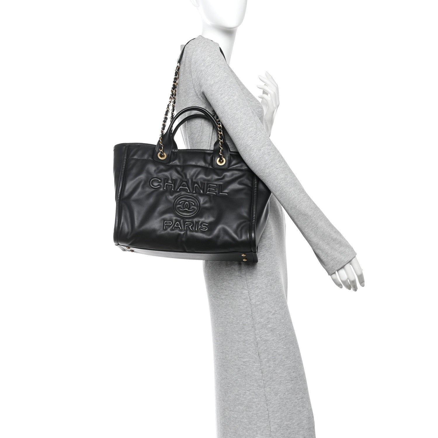 Chanel Calfskin Small Deauville Tote Black 2 of 12