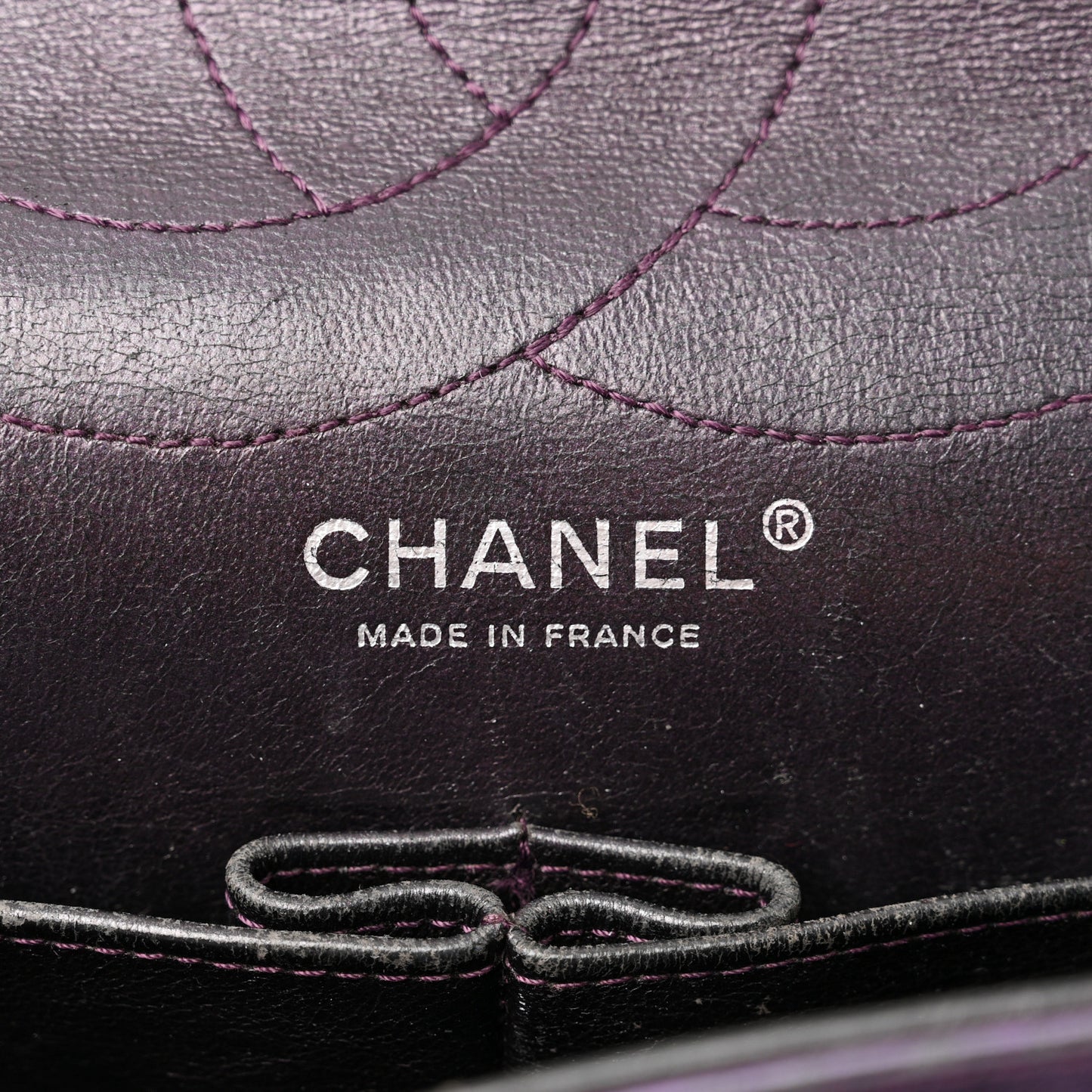 Metallic Aged Calfskin Quilted 2.55 Reissue 227 Flap Purple