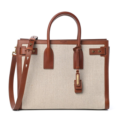 Saint Laurent Linen Calfskin Medium Souple Sac De Jour Cognac 1 of 9