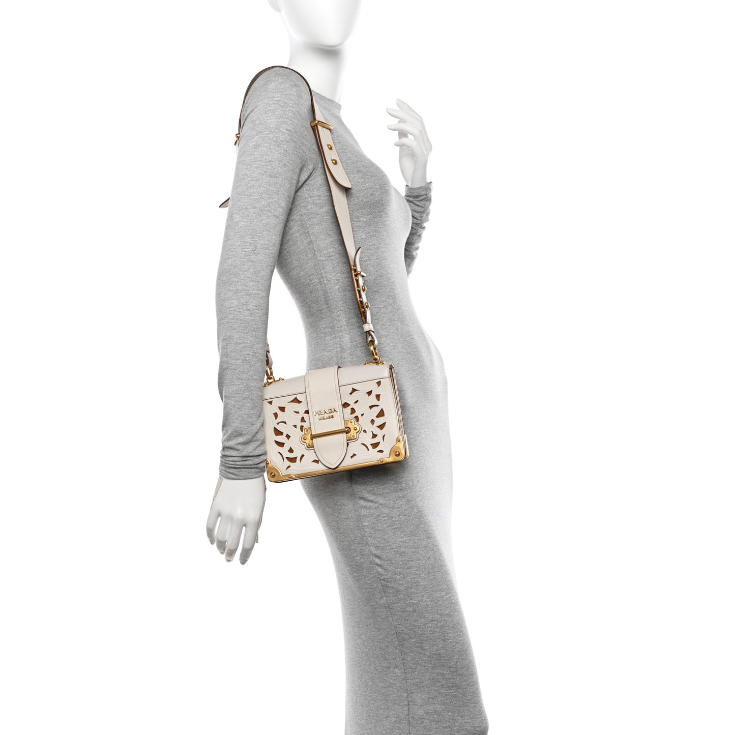 City Calf Saffiano Laser Cut Cahier Bag Talco