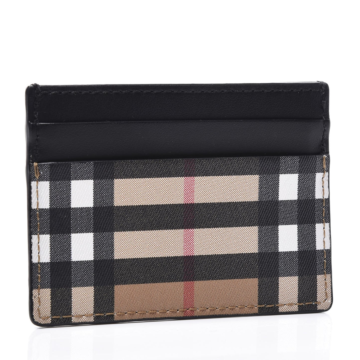 Vintage Check Calfskin Card Case Black