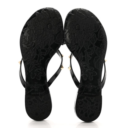Valentino Garavani PVC Jelly Rockstud Bow Thong Sandals 37 Black 5 of 8