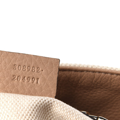 Gucci Linen Canvas Pebbled Calfskin Medium Soho Chain Shoulder Bag White Camelia 9 of 10