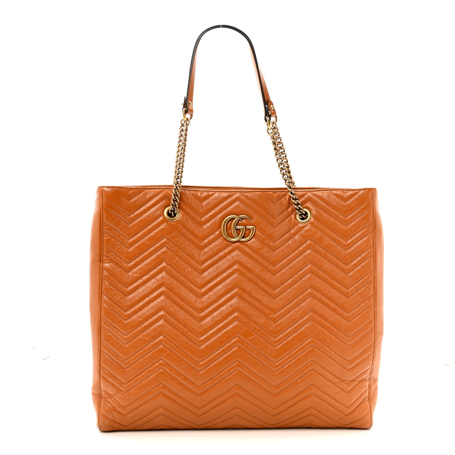 Gucci Azalea Calfskin Matelasse Large GG Marmont Slim Tote Cognac 1 of 13