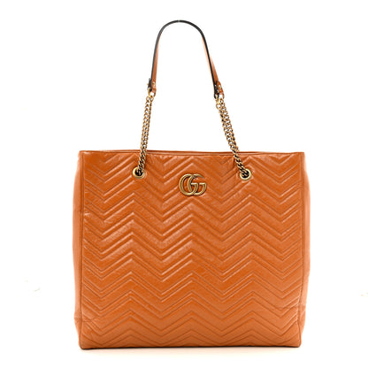 Gucci Azalea Calfskin Matelasse Large GG Marmont Slim Tote Cognac 1 of 13