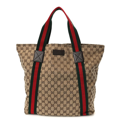 Gucci GG Monogram Medium Web Handle Vertical Tote Dark Brown 1 of 10