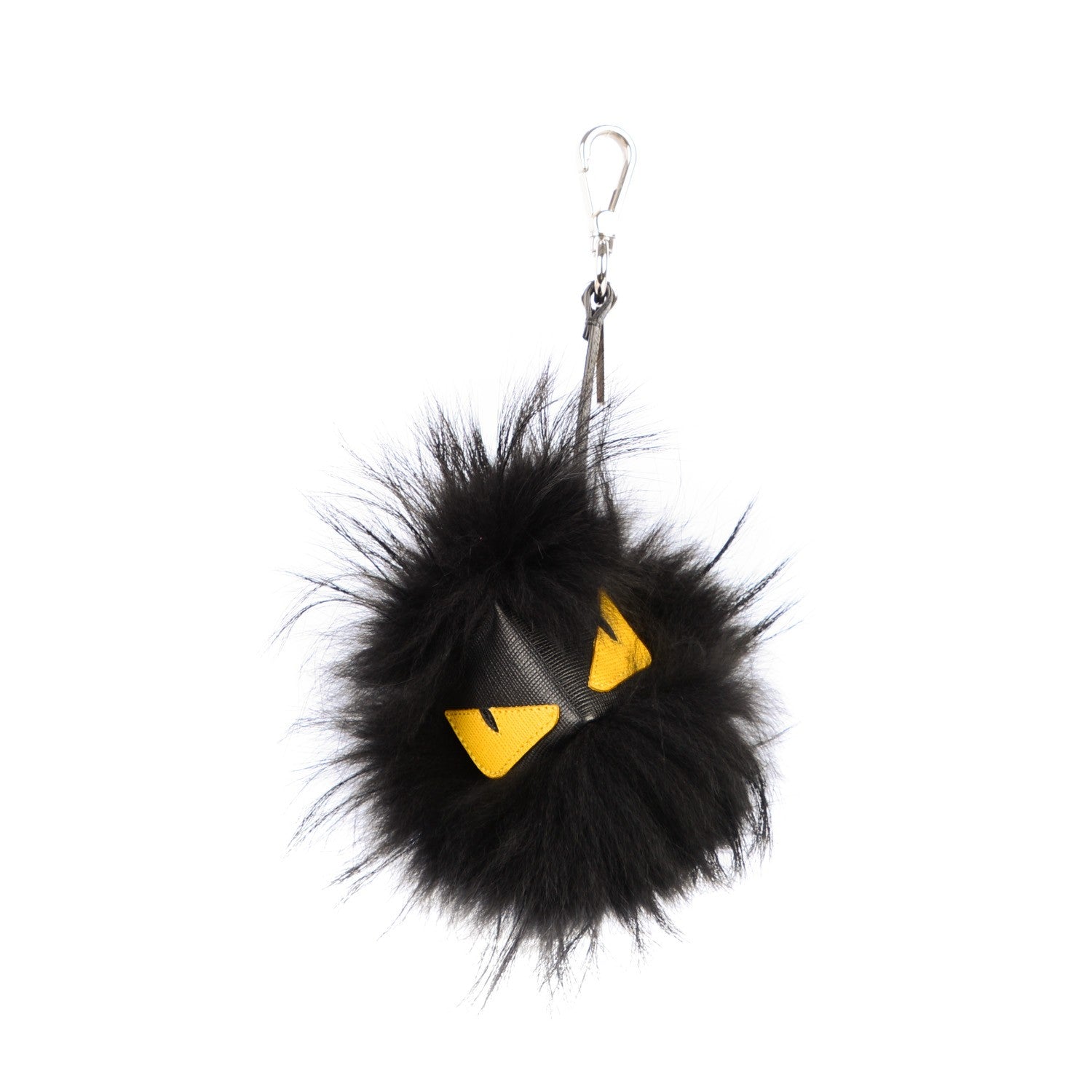 Fendi Vitello Elite Fox Fur Fusto Monster Bag Bug Charm Black Yellow 1 of 7
