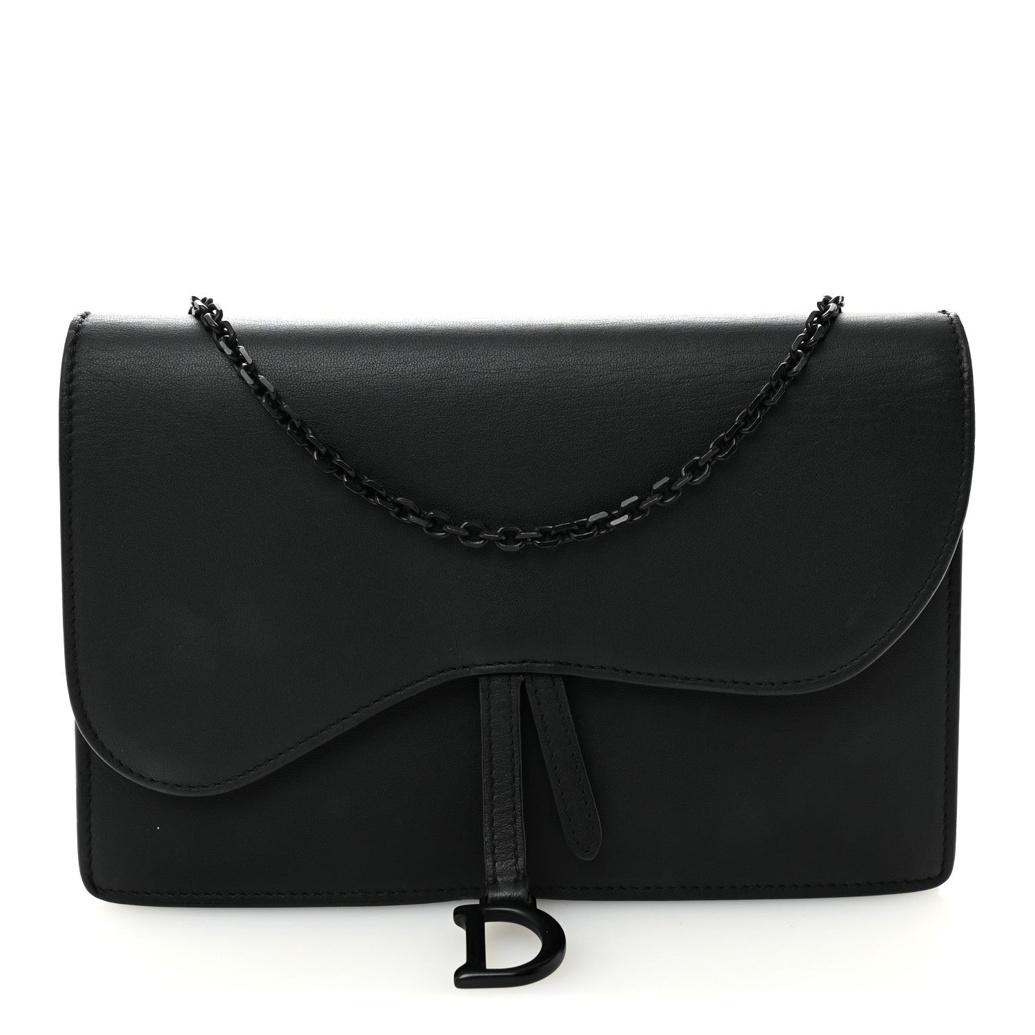 Christian Dior Ultra Matte Calfskin Saddle Chain Pouch Black 1 of 10