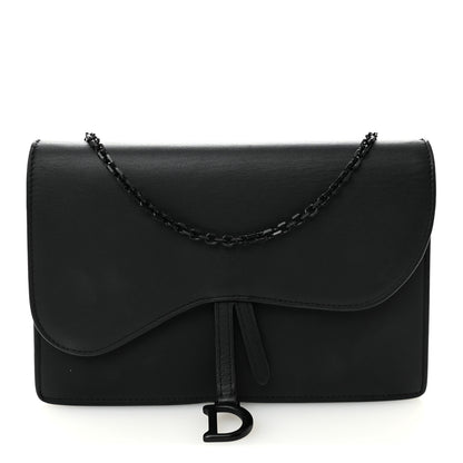Christian Dior Ultra Matte Calfskin Saddle Chain Pouch Black 1 of 10