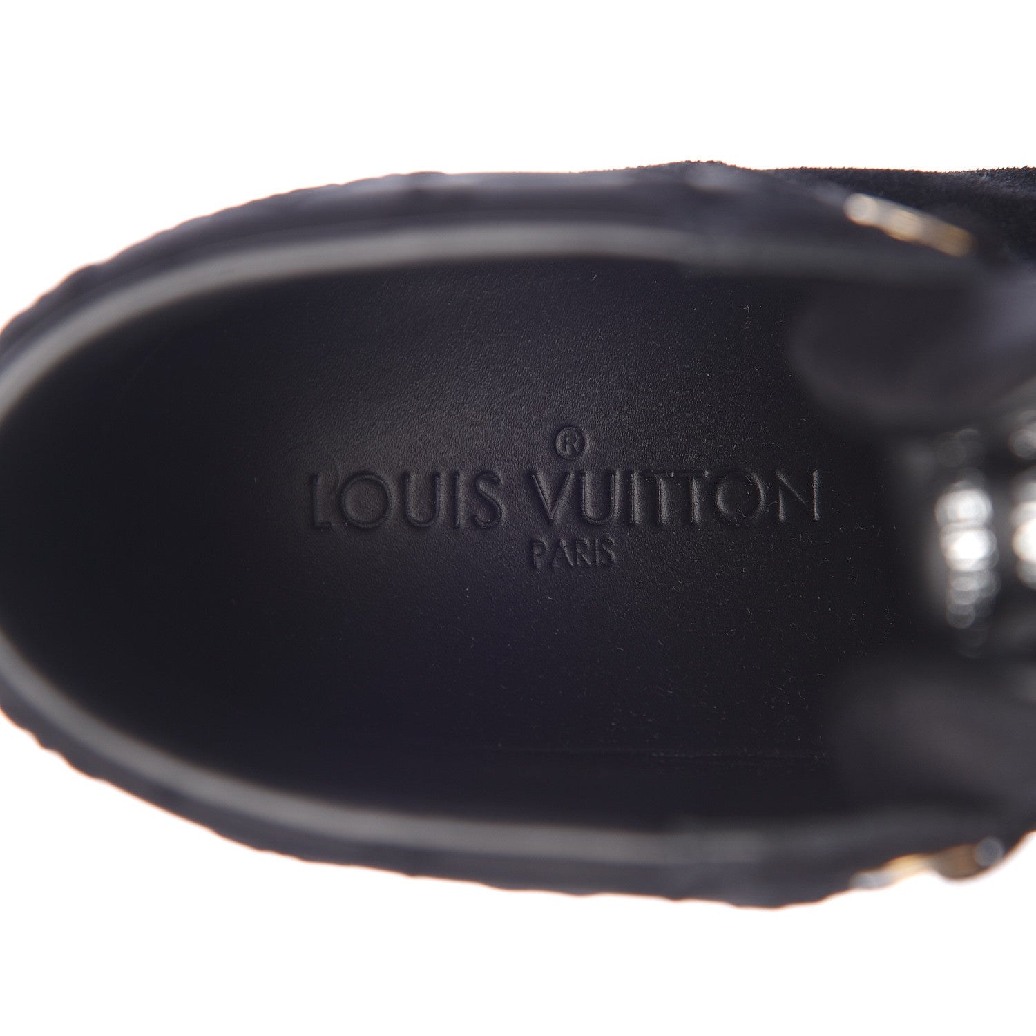 Louis Vuitton Calfskin Suede Monogram Cliff Top Wedge Sneakers 38.5 Black 8 of 14