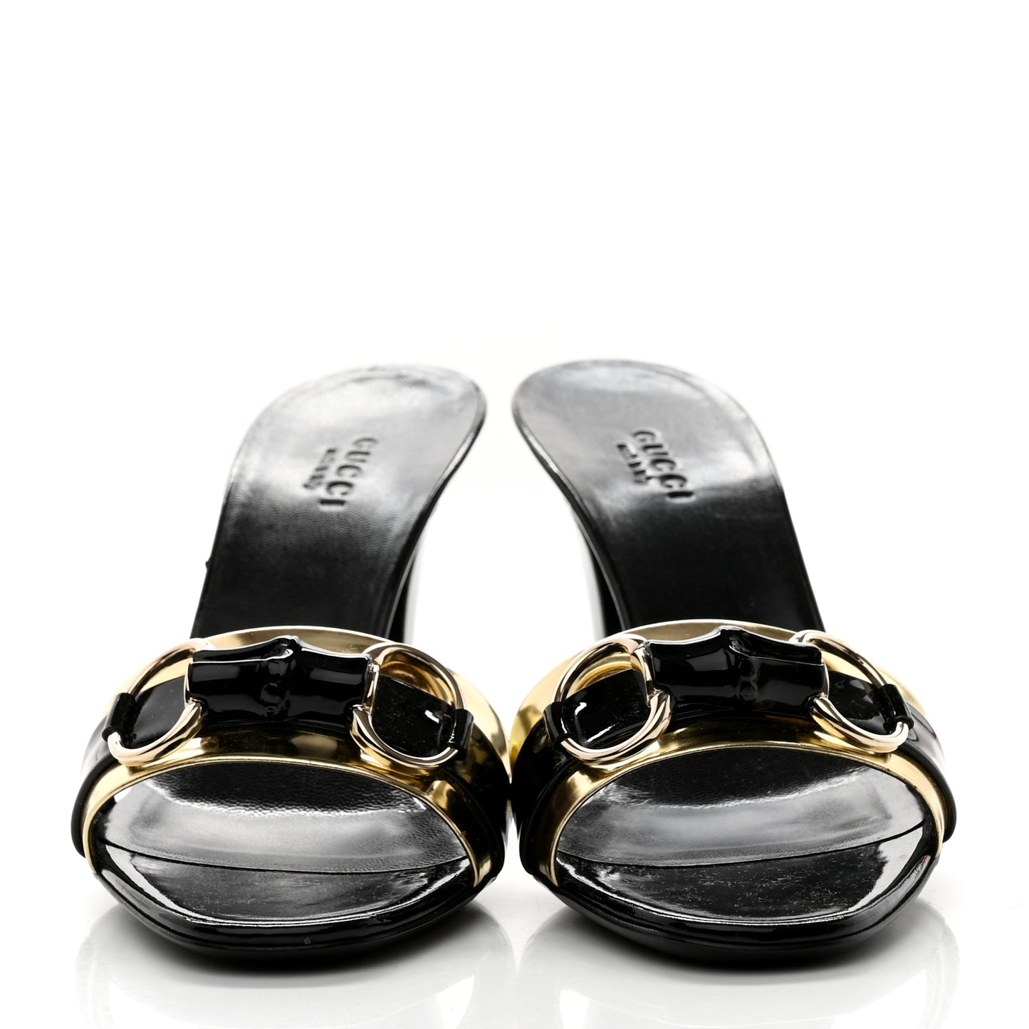 Metallic Calfskin Horsebit Sandal Pumps 6.5 Black Gold