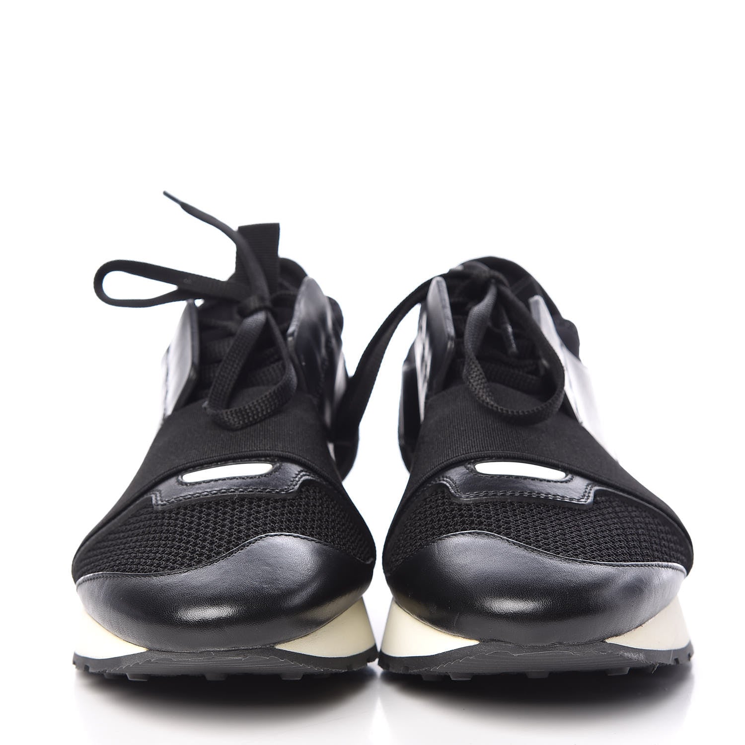 Balenciaga Mesh Calfskin Neoprene Suede Womens Race Runner Sneakers 39 Black 2 of 7
