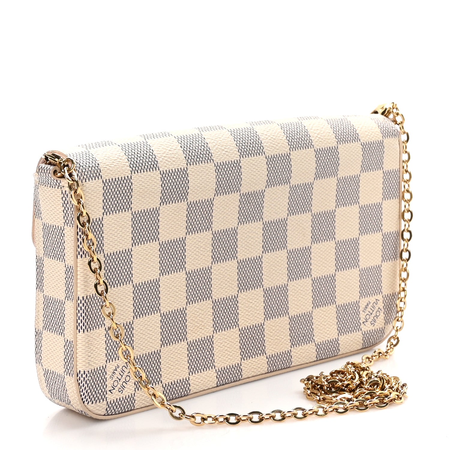 Louis Vuitton Damier Azur Pochette Felicie Chain Wallet Rose Ballerine 4 of 12