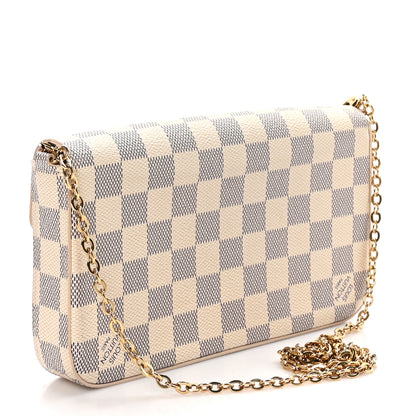 Louis Vuitton Damier Azur Pochette Felicie Chain Wallet Rose Ballerine 4 of 12
