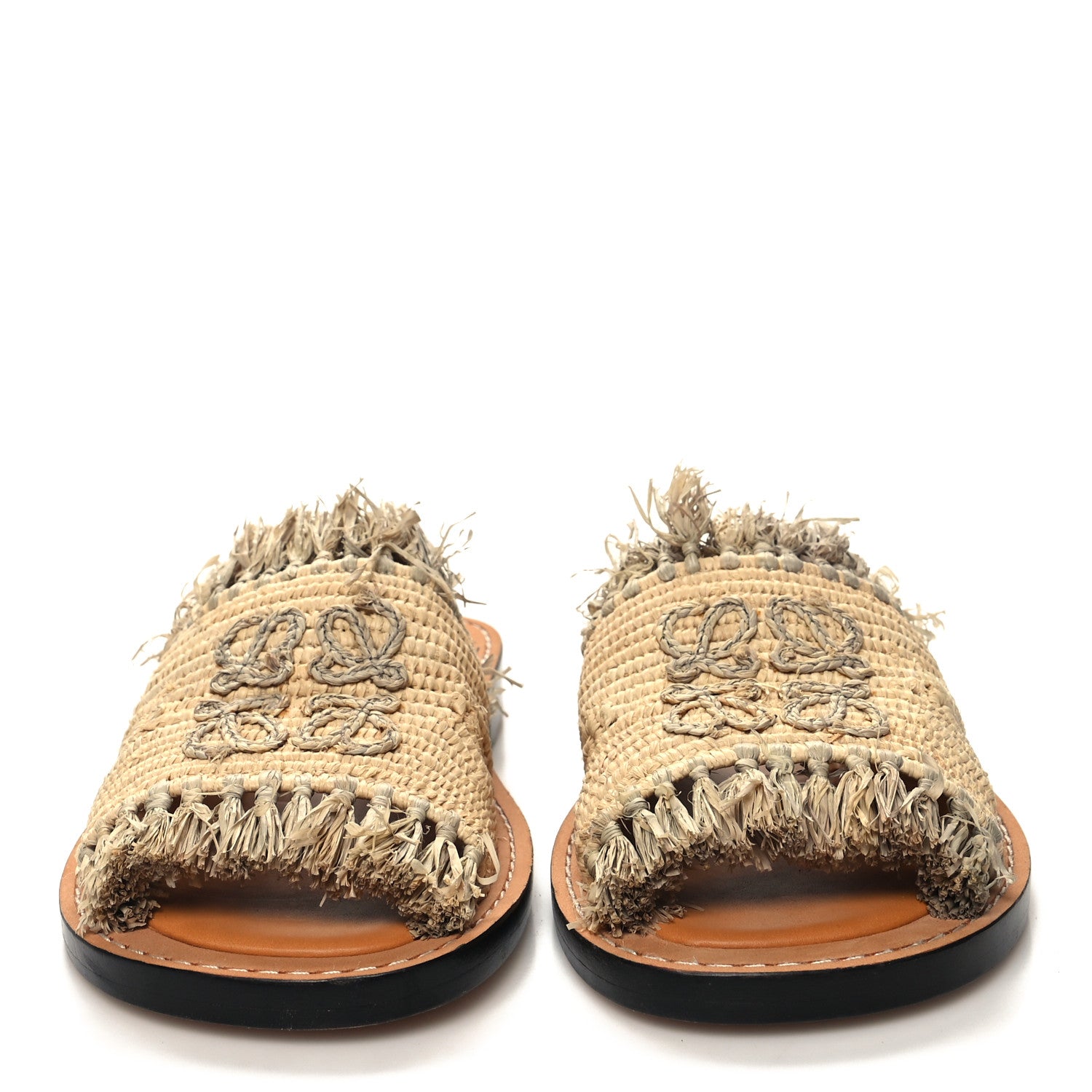 Loewe Raffia Fringe Mule Sandals 35 Beige 2 of 8