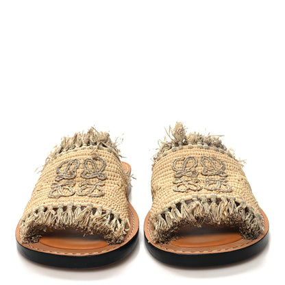 Loewe Raffia Fringe Mule Sandals 35 Beige 2 of 8