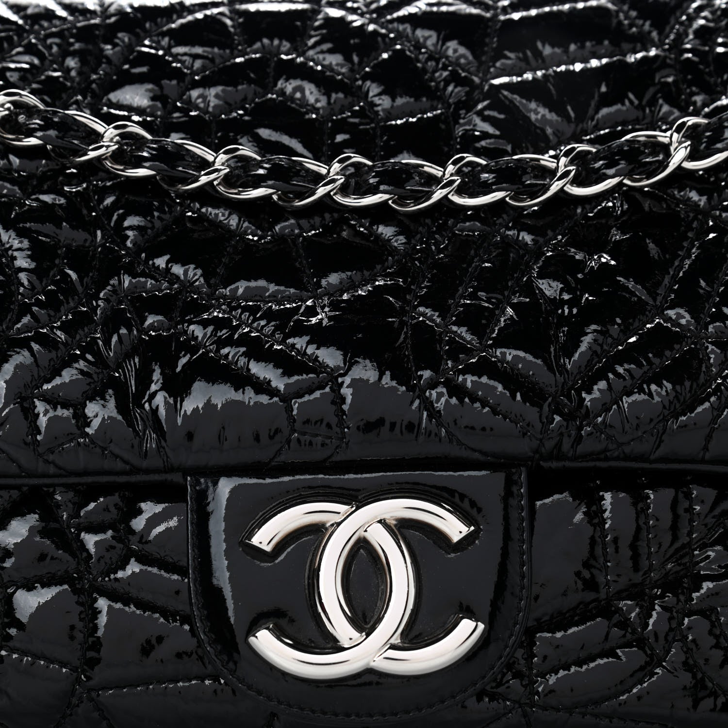 Chanel Vinyl Graphic Edge Flap Black 8 of 10