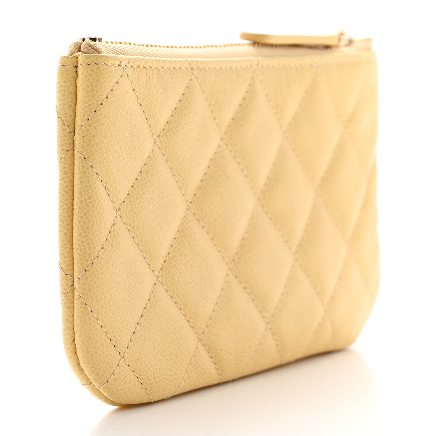 Caviar Quilted Studded CC Small Cosmetic Case Yellow
