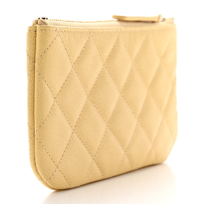 Chanel Caviar Quilted Studded CC Small Cosmetic Case Yellow 3 of 7