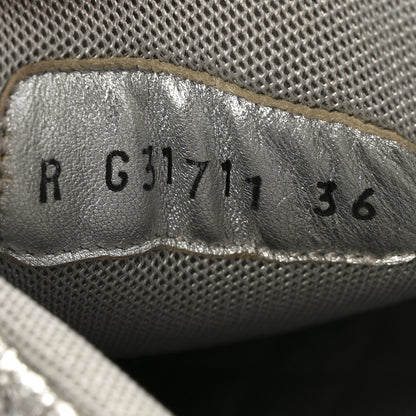 Chanel Metallic Crackled Calfskin CC Sneakers 36 Silver Black Navy 9 of 14